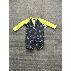OshKosh B'Gosh Toddler Boy Full Body Swimsuit Rash Guard Sea Life Blue Green 12M
